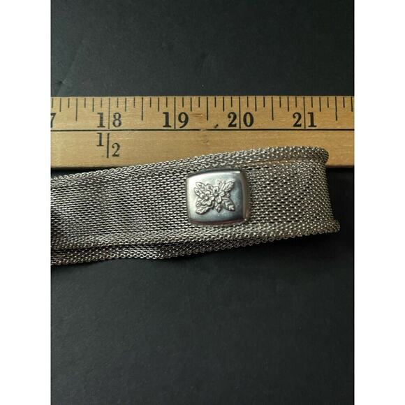 Womens Silver Tone Mesh Belt Plus Up To 42” Cowgirl Rodeo Southwestern Concho - Picture 4 of 7